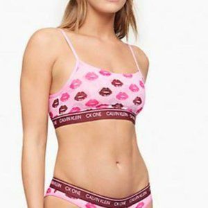 Calvin Klein Lip Print Unlined Mesh Bralette